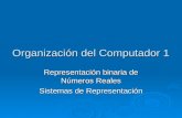 Organización del Computador 1 Representación binaria de Números Reales Sistemas de Representación.