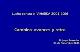 Lucha contra el VIH/SIDA 2001-2006 Cambios, avances y retos Dr Jorge Saavedra 24 de Noviembre 2006.