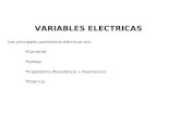 VARIABLES ELECTRICAS Los principales parámetros eléctricos son: Corriente Voltaje Impedancia (Resistencia + Reactancia) Potencia.