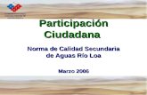 GOBIERNO DE CHILE CONAMA REGIÓN DE ANTOFAGASTA Participación Ciudadana Norma de Calidad Secundaria de Aguas Río Loa Marzo 2006.