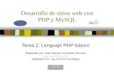 Pulse para añadir texto Desarrollo de sitios web con PHP y MySQL Tema 2: Lenguaje PHP básico Elaborado por: José Mariano González Romano mariano@lsi.us.es.