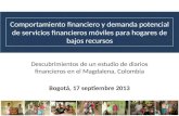Descubrimientos de un estudio de diarios financieros en el Magdalena, Colombia Bogotá, 17 septiembre 2013 Comportamiento financiero y demanda potencial.