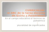 CURRICULUM- el ABC de la tarea docente de Gvirtz y Palamidessi En el campo educativo el termino es polisémico pluralidad de significados.