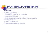 1 POTENCIOMETRIA TOPICOS: Celdas galvánicas Potenciales estándar de electrodo Ecuación de Nernst Electrodos de referencia: primario y secundario Medición.