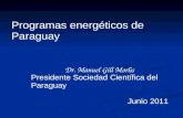 Dr. Manuel Gill Morlis Presidente Sociedad Científica del Paraguay Junio 2011 Programas energéticos de Paraguay.