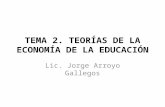 TEMA 2. TEORÍAS DE LA ECONOMÍA DE LA EDUCACIÓN Lic. Jorge Arroyo Gallegos.