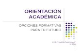 1 ORIENTACIÓN ACADÉMICA OPCIONES FORMATIVAS PARA TU FUTURO I.E.S.”Hipólito Ruiz López” 3º ESO.