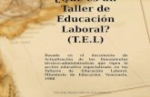 ¿Qué es un Taller de Educación Laboral? (T.E.L) Prof. Erika Marano. Sólo con fines didácticos. Basado en el documento de Actualización de los lineamientos.