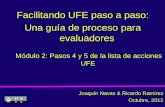 Facilitando UFE paso a paso: Una guía de proceso para evaluadores Joaquín Navas & Ricardo Ramírez Octubre, 2012 Módulo 2: Pasos 4 y 5 de la lista de acciones.
