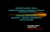 PRESENTACIÓN PARA Instituto de Auditores Internos y Gobierno Corporativo (IAIGC) PORQUÉ GESTIONAR RIESGOS - RIESGO OPERATIVO JUNIO DE 2008 PRESENTACIÓN.