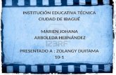 INSTITUCIÓN EDUCATIVA TÉCNICA CIUDAD DE IBAGUÉ MARIEN JOHANA ARBOLEDA HERNÁNDEZ PRESENTADO A : ZOLANGY DUITAMA 10-1.