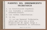 Amparo de Lara Pérez1 FUENTES DEL ORDENAMIENTO TRIBUTARIO 1. La Constitución española. 2. Los tratados y convenios internacionales. 3. Las normas Comunitarias.
