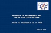 PROPUESTA DE MEJORAMIENTO DEL SECTOR ELECTRICO NACIONAL UNION DE INGENIEROS DE LA ANDE MAYO de 2010.