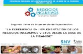 Honduras, Agosto de 2011 PROGRAMA REGIONAL INCLUSION ECONOMICA DE LA BASE DE LA PIRAMIDE ATN/ME-11101-RG Segundo Taller de Intercambio de Experiencias: