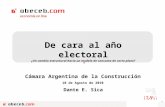1 De cara al año electoral ¿Un cambio estructural hacia un modelo de consumo de corto plazo? Dante E. Sica Cámara Argentina de la Construcción 10 de Agosto.