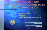 ¿Optimización por Simualción u Optimización para la Simulación? Universidad Central de Venezuela Escuela de Ingeniería Eléctrica Dr. Ebert Brea Profesor.