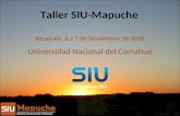 Taller SIU-Mapuche Universidad Nacional del Comahue Neuquén, 6 y 7 de Noviembre de 2008 Consorcio SIU.