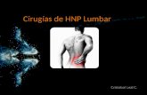 Cirugías de HNP Lumbar Cristobal Leal C.. ¿Qué es una HNP?  La hernia del núcleo pulposo (HNP) es la protrusión del material gelatinoso central (núcleo.