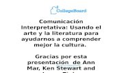 Comunicación Interpretativa: Usando el arte y la literatura para ayudarnos a comprender mejor la cultura. Gracias por esta presentación de Ann Mar, Ken.