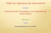 1 Taller de Ingeniería de Información Unidad I Planeamiento Estratégico de Sistemas de Información Generalidades de los PESI Tema Semana 2.