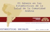 ESTADISTICAS SOCIALES El Género en las Estadísticas de la Salud de la Comunidad Andina Contacto: dcuronisy@comunidadandina.org Quito, octubre de 2009.