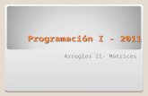 Programación I - 2011 Arreglos II- Matrices. Un arreglo (matriz) es una estructura de datos compuesta que permite acceder a cada componente por dos variables.