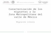 1 Caracterización de los migrantes a la Zona Metropolitana del valle de México Migración interna.