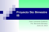 Proyecto 5to Bimestre IB Para: Leonardo Gutiérrez Por: Bernardo Beneitez Junio 23, 2013.