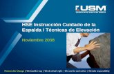 HSE Instrucción Cuidado de la Espalda / Técnicas de Elevación Noviembre 2008.