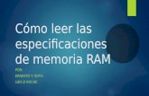 Cómo leer las especificaciones de memoria RAM POR: ERNESTO Y. SOTO LUIS D ROCHE.