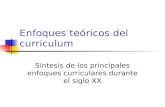 Enfoques teóricos del curriculum Síntesis de los principales enfoques curriculares durante el siglo XX.
