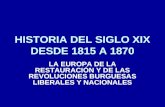 HISTORIA DEL SIGLO XIX DESDE 1815 A 1870 LA EUROPA DE LA RESTAURACIÓN Y DE LAS REVOLUCIONES BURGUESAS LIBERALES Y NACIONALES.