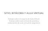 SITIO, BITÁCORA Y AULA VIRTUAL Trabajo sobre el espacio de Aula Virtual. Trabajo sobre aula virtual de prueba y elaboración de aula virtual de asignatura.