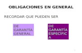 1 OBLIGACIONES EN GENERAL RECORDAR QUE PUEDEN SER DE GARANTÍA GENERAL DE GARANTÍA ESPECÍFIC A.