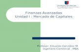Finanzas Avanzadas Unidad I : Mercado de Capitales Profesor: Eduardo González M. Ingeniero Comercial, MBA.