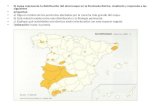 El mapa representa la distribución del alcornoque en la Península Ibérica. Analícelo y responda a las siguientes preguntas: a) Diga el nombre de las provincias.
