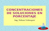 CONCENTRACIONES DE SOLUCIONES EN PORCENTAJE Ing. Nelson Velásquez.