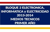 BLOQUE 2 ELECTRONICA, INFORMATICA y ELECTRICIDAD 2013-2014 MEDIOS TECNICOS PRIMER AÑO.