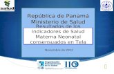 República de Panamá Ministerio de Salud República de Panamá Ministerio de Salud Resultados de los Indicadores de Salud Materna Neonatal consensuados.