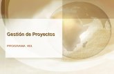 Gestión de Proyectos PROGRAMA 401.  Gestión de Proyectos2 Objetivos Gestión de Proyectos El objetivo del Gestión de Proyectos es acercar.