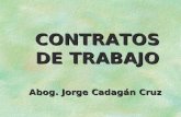 CONTRATOS DE TRABAJO Abog. Jorge Cadagán Cruz. PRINCIPIO DE PRIMACÍA DE LA REALIDAD En caso de discordancia entre lo que ocurre en la práctica y lo que.
