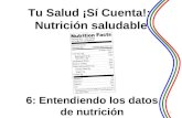 6: Entendiendo los datos de nutrición 1 Tu Salud ¡Sí Cuenta!: Nutrición saludable.