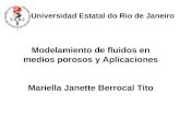 Modelamiento de fluidos en medios porosos y Aplicaciones Mariella Janette Berrocal Tito Universidad Estatal do Rio de Janeiro.
