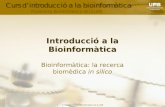 © 2006 Plataforma Bioinformàtica de la UAB Introducció a la Bioinformàtica Bioinformàtica: la recerca biomèdica in silico.