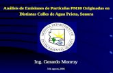 Análisis de Emisiones de Partículas PM10 Originadas en Distintas Calles de Agua Prieta, Sonora Ing. Gerardo Monroy 3 de agosto, 2001.