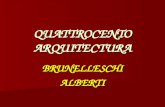 QUATTROCENTO ARQUITECTURA BRUNELLESCHIALBERTI. Características Generales Aplicación de órdenes clásicos en columnas, pilastras y entablamentos. Aplicación.