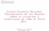 Octava Encuesta Nacional “Percepciones de las Mujeres sobre su situación y condiciones de vida en Chile 2011” Corporación Humanas Noviembre 2011.