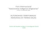 Foro Internacional “Autonomías Indígenas Originarias” La Paz, 9-10 diciembre 2009 AUTONOMIAS TERRITORIALES INDIGENAS EN TIERRAS BAJAS Centro de Estudios.