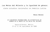 Las Metas del Milenio y la igualdad de género: siete estudios nacionales en América Latina Rosa Bravo VII ENCUENTRO INTERNACIONAL DE ESTADÍSTICAS DE GÉNERO.