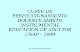 MG. JORGE SALGADO ANONI CURSO DE PERFECCIONAMIENTO DOCENTE AMBITO INSTRUMENTAL EDUCACION DE ADULTOS UNAP – 2009.